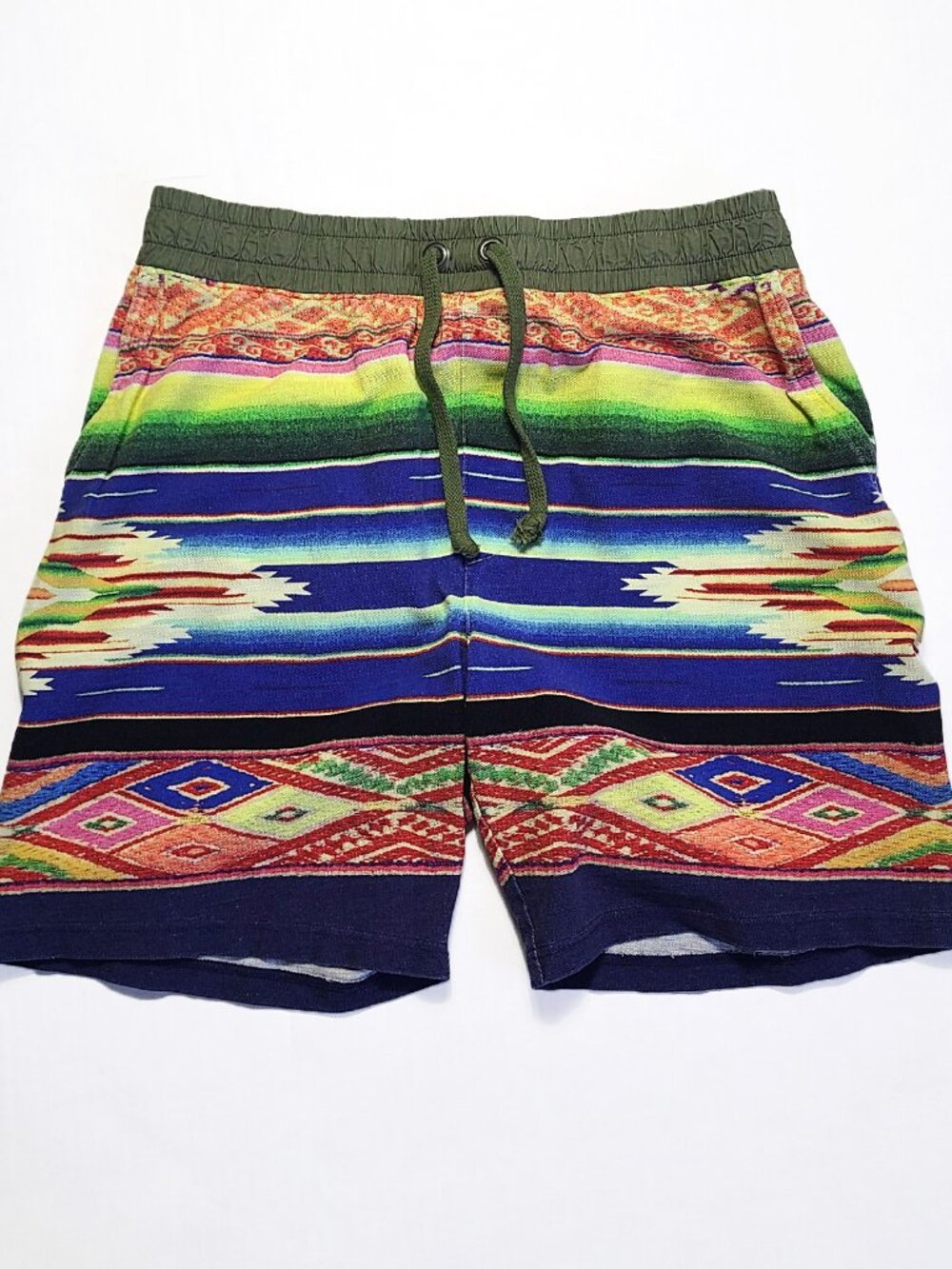 Polo Ralph Lauren Mens M Southwestern Aztec Serape Graphic Elastic Band Shorts